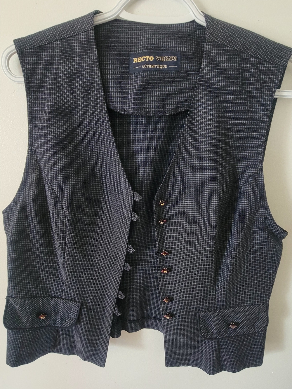 Navy Checked Tailored Vest